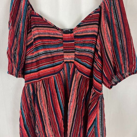 BloomChic Multicolor Striped Baby Doll  Boho Style Blouse Top Women's 18/20. - Picture 4 of 11